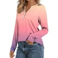 thumbnail image 4 of ManxiVoo Women's Ombre Long Sleeve Button Down Shirt Casual Comfort Fit Gradient Color Stylish Blouse Versatile Tops for Women XXXL Size Pink, 4 of 6