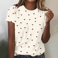 thumbnail image 3 of Camiseta de Cuello Redondo de Manga Corta con Suéter Impreso Casual para las Mujeres, Ligero Top Diario, 3 of 4