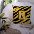 thumbnail image 3 of Letter Q Initial Tiger Stripe - Black Gold  Fabric Decorative Pillow, 3 of 4
