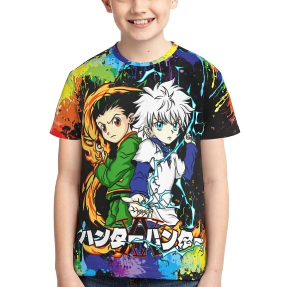 Kids 3D Graphic Hunter X Hunte Gon Killua T-Shirts, Novelty Shirts Crewneck Short Sleeve Tees for Youth Boys Girls