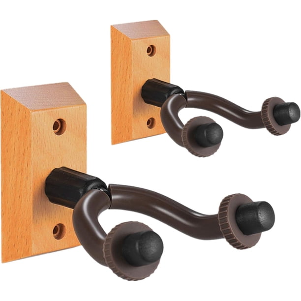 Paquete de 2 soportes de pared giratorios para guitarra, perchas de madera auténtica con base de madera maciza y funda acolchada suave, perfectos para la decoración del estudio y para ahorrar espacio