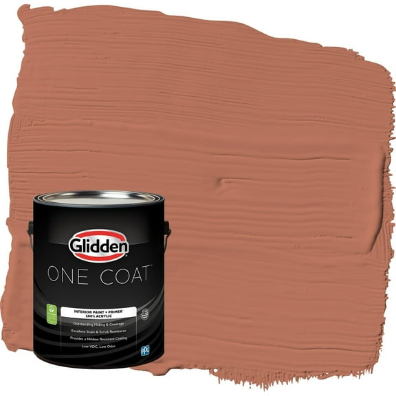 Glidden One Coat Crushed Cinnamon / Orange Semi-Gloss Interior Paint with Primer, 1 Gallon