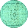 thumbnail image 1 of Ahgly Company Machine Washable Indoor Round Medallion Turquoise Blue Traditional Area Rugs, 6' Round, 1 of 4