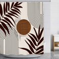 thumbnail image 2 of Extra Long Mid Century Modern Shower Curtain Brown Boho Shower Curtain Abstract Leaves Shower Curtain Set 72Wx84H Minimalist Geometric Bath Curtain Aesthetic Bathroom Accessories Home Decor, 2 of 3