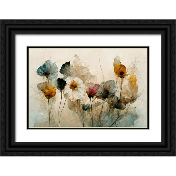 Treechild 14x11 Black Ornate Wood Framed with Double Matting Museum Art Print Titled - Dry Flower Bouquet