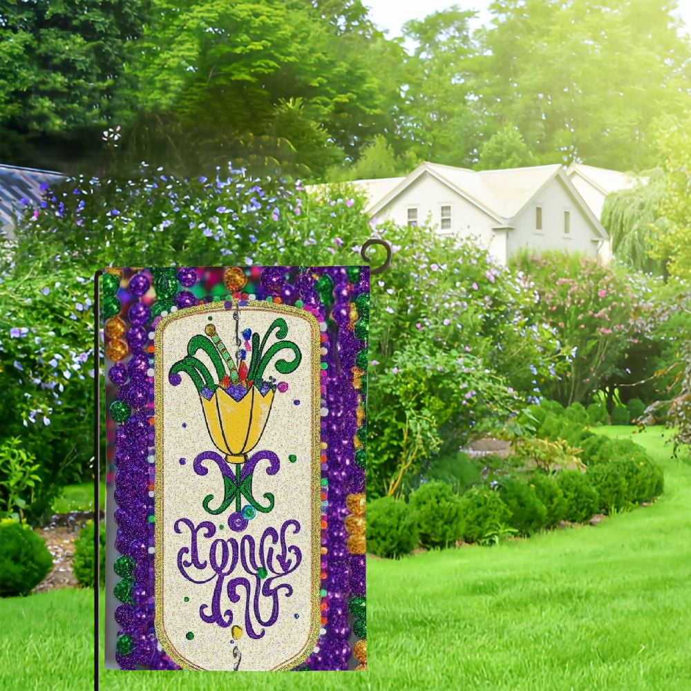 Garden Flag Outdoor Party Decorations Garden House Flags Gold Plaid Yard Flag Holiday Outdoor Flags