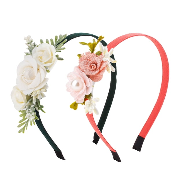 Laklulu 2 piezas de bandas para el cabello con diseño floral para niñas, corona de flores de tela no tejida para niñas y mujeres