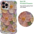thumbnail image 2 of Oil Painting Flower Compatible with iPhone 14 Case, Colorful Retro Floral Cute Curly Wave Frame Women Girls Cover for Apple 14 (Pink), 2 of 6