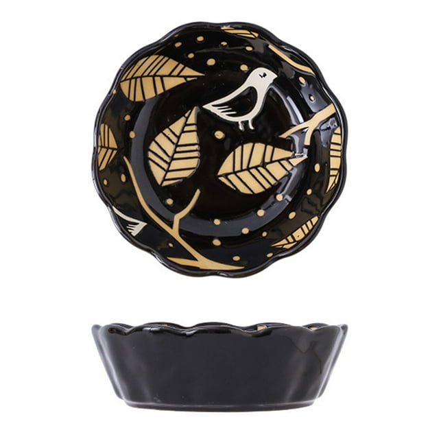 Qeeadeea Small Round Baking Dish Set Of 2, Colorful Ceramic Pie Pan, Round Ceramic Pie Plate-black-bird