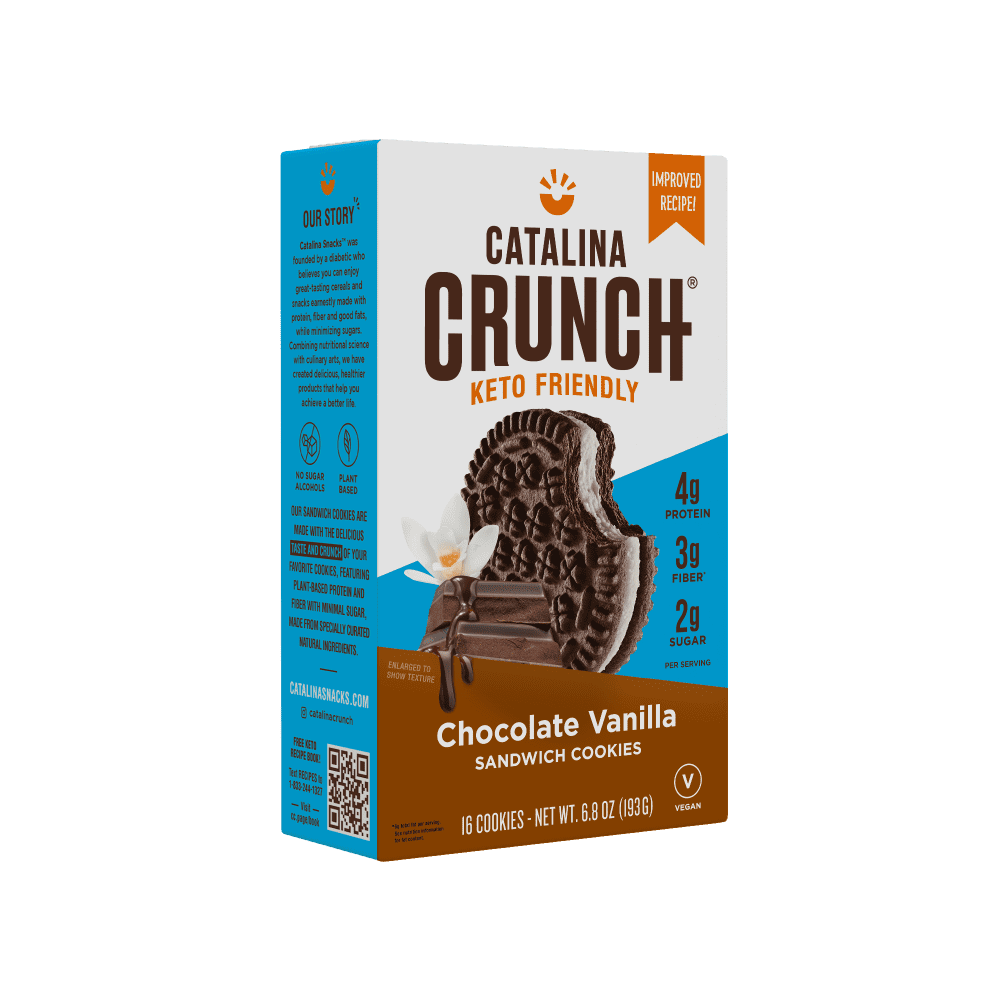 Catalina Crunch Chocolate Vanilla Keto Sandwich Cookies, 6.8 oz Box