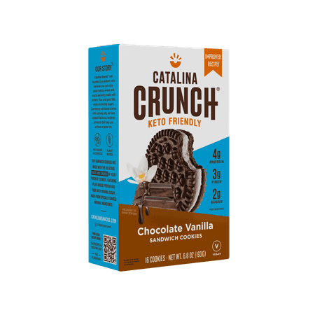 Catalina Crunch Chocolate Vanilla Keto Sandwich Cookies  6.8 oz Box