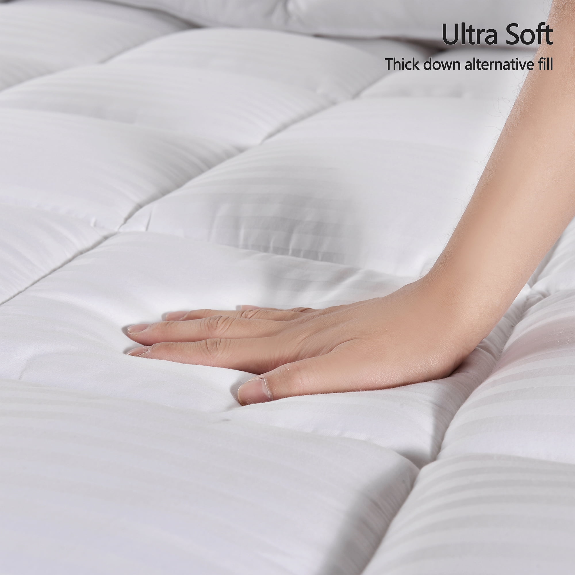 HIG Breathable Cotton Mattress Pad Full Size, Soft Fitted Mattress Cover Protector with 8-21" Deep Pocket, Thick Quilted Pillow Top Mattress Topper for Back Pain, White, 54x75 Inches