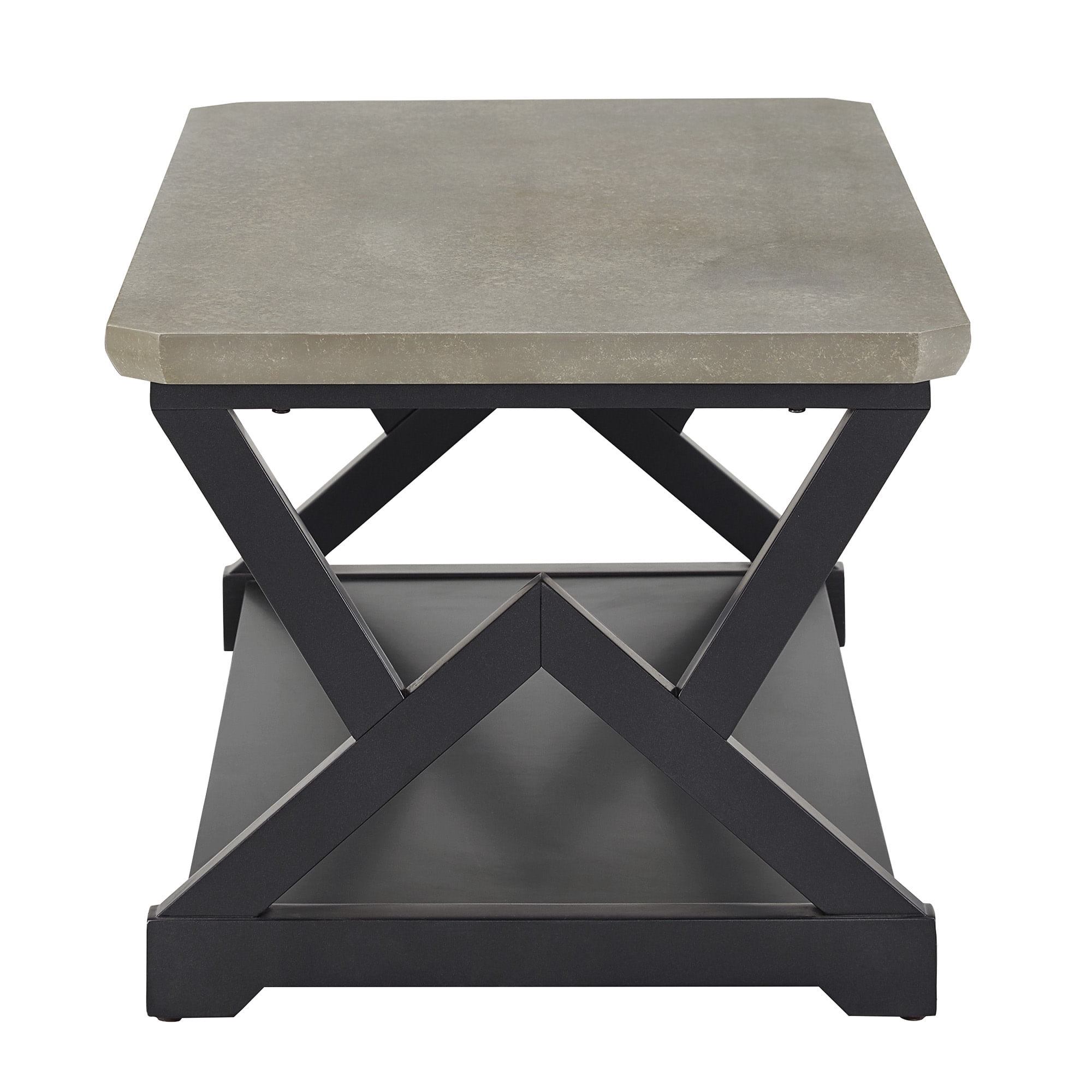 Weston Home Cuenca Black Finish Light Grey Fiber Cement Top Coffee Table