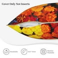 thumbnail image 5 of Fotbe Marigold Flowers In Different Colors Pattern Velvet Decorative Throw Pillow Covers with Elegant Piping, Soft Plush Cushion Cover for Sofa, Bed, Car, Office-16"x16", 5 of 8