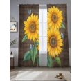 thumbnail image 2 of Vintage Sunflower Sheer Curtains for Living Room Bedroom, Yellow Floral Butterfly Farm Wood Grain Light Filtering Sheer Curtains, Rod Pocket Voile Window Drapes, 2 Panels Set 52"x 84", 2 of 7