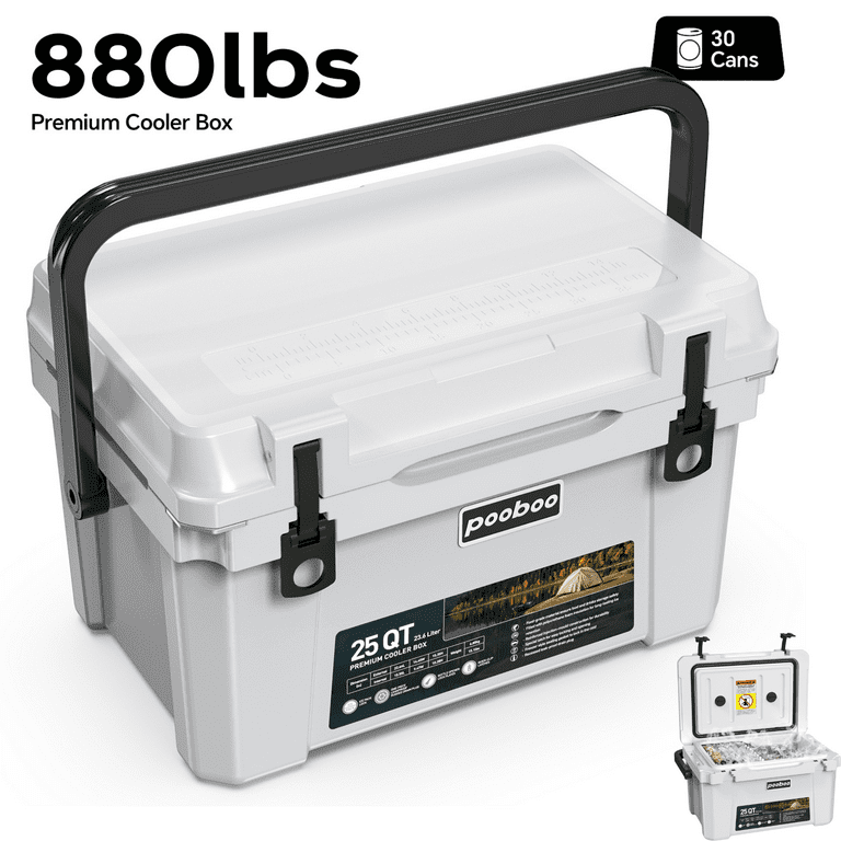 LNOW 25QT Hard Sided Cooler, Ice Chest Fits 30 Cans, Lid