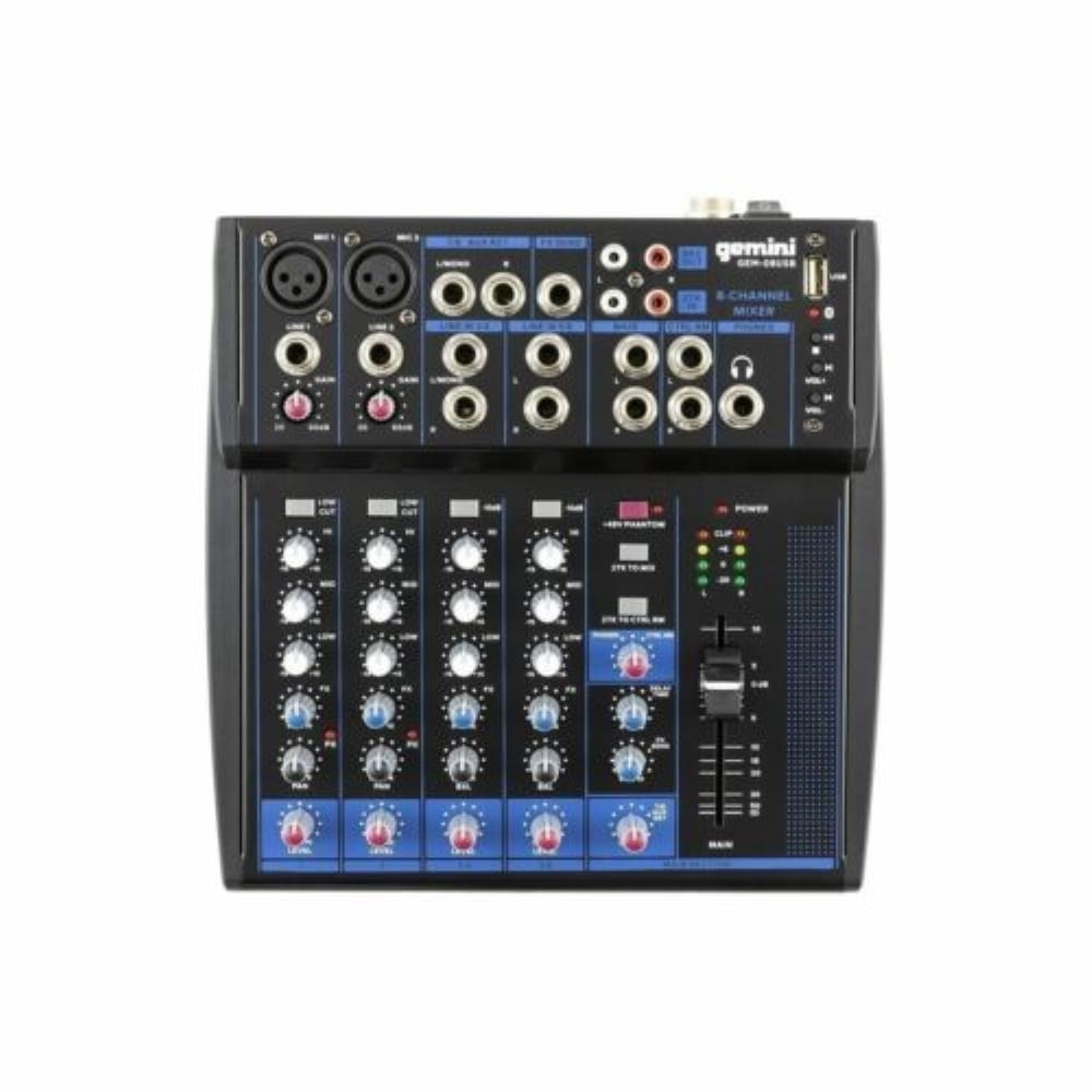 Gemini Sound GEM-08USB Pro Audio Equipment 8 Channels Live Studio Bluetooth Unpowered Mixers DJ