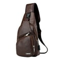 thumbnail image 2 of RKZDSR Men's & Women's Sling Bag - Lightweight Chest Shoulder Backpack with Earphone Hole for Hiking, Travel & Daily Use - Waterproof Daypack for Phone, Wallet & Tablet (Khaki/Brown), 2 of 7