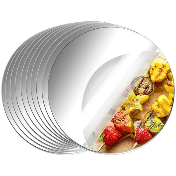 Topboutique Acrylic Round Mirror,Decorative Mirror Wall Stickers for Wedding Table Centerpiece,6 inch Makeup Mirror for Home Wall Decor,Self-Adhesive Circle Mirror,10 Pcs,Silver