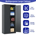 thumbnail image 5 of 71"H Metal Garage Storage Cabinet, Black Tool Steel Locking Cabinet with Doors and 4 Shelves, Tall Cabinets for Garage Storage Systems Lockable File Cabinet for Home Office, Classroom/Pantry, 5 of 9