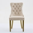 thumbnail image 2 of Dining Chairs Mid-Century Modern Chairs with Lion Head Pull Ring,High-end Tufted Solid Wood Contemporary Velvet Upholstered Dining Chair with Golden Wooden Legs Nailhead Trim 2-Pcs Set,Beige,SW1201BG, 2 of 24