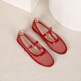 thumbnail image 6 of Samdudou Mary Jane Shoes for Women Closed Toe Flat Sandals Breathable Hollow Out Fishnet Mesh T Strap Buckle Vintage Casual Walking Footwear for Office Street, 6 of 8