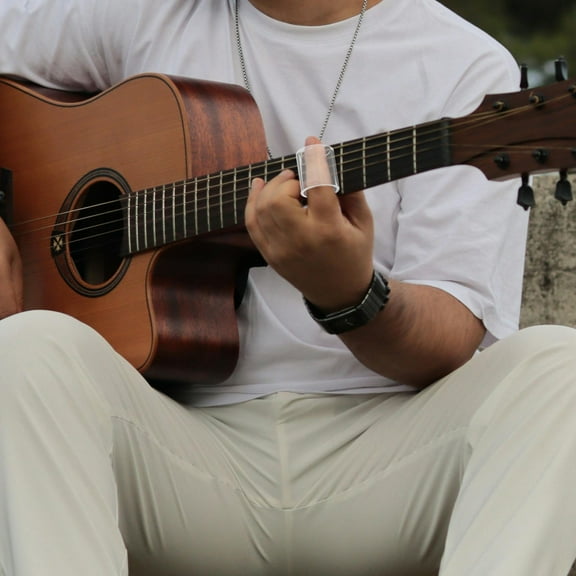 Hemoton 3pcs Guitar Slide Bar Set Transparent Finger Sleeve Glass Tube Finger Ring For Acoustic Guitar Essential Guitar Accessories