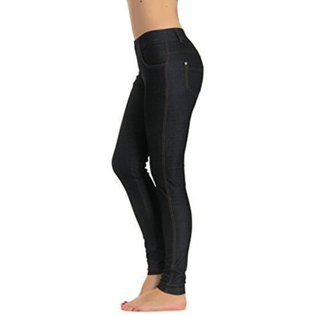 Prolific Health Womens Jean Look Jeggings Tights Yoga Many Colors Spandex Leggings Pants S-XXL (Large, Black Type2)