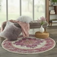 thumbnail image 3 of 5â€™ Round Ivory and Fuchsia Distressed Area Rug, 3 of 8