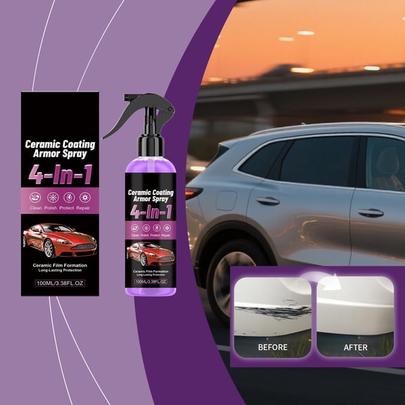 Ceramic Coating Spray 4-in-1 Car Polish Hydrophobic Armor Shine Protection Cleans, Restores Gloss, Repairs Minor Scratches, Long-Lasting Finish
