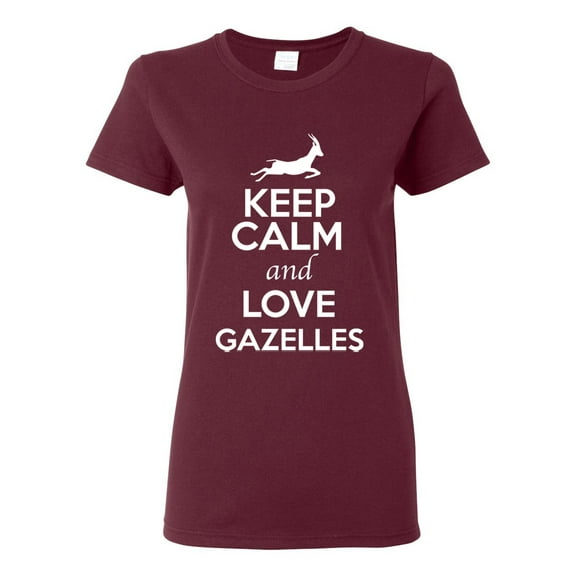 Ladies Keep Calm And Love Gazelles Animal Lover T-Shirt Tee