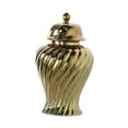 thumbnail image 2 of deevoka Ceramic Bud Vase Luxury Porcelain Ginger Jar with Lid for Wedding Cafe Shelf Gold, 2 of 9