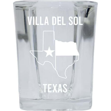 

Villa del Sol Texas Souvenir Laser Etched 2 Ounce Square Shot Glass Texas State Flag Design
