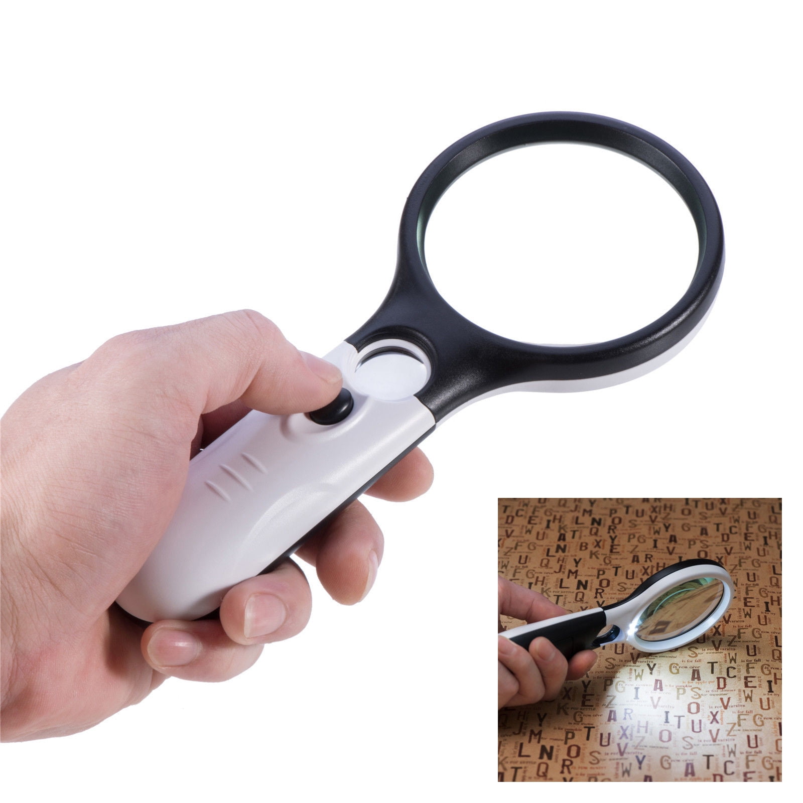 map reading magnifying glass with light
