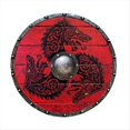 thumbnail image 1 of Madera Pintada Vikingo Medieval Redondo Adulto Soldado Armadura Disfraz Cosplay Batalla Decorativa Halloween Shied 30cm, 1 of 6