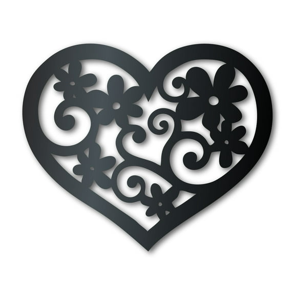 Metal Flower Heart Wall Art - Metal Sign - 14 Color Options 46