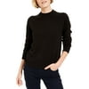 Karen Scott Womens Petites Ribbed Trim Pullover Mock Sweater Black P