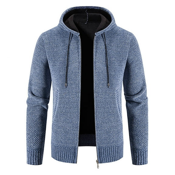 Fesfesfes Men's Plush Jacket Fall And Winter Outwear Stand Collar Sweater Casual Solid Color Fleece Lined Jacket