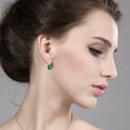 thumbnail image 2 of Gem Stone King 925 Sterling Silver Green Simulated Emerald Earrings for Women (5.50 Cttw, Oval 11X9MM), 2 of 4