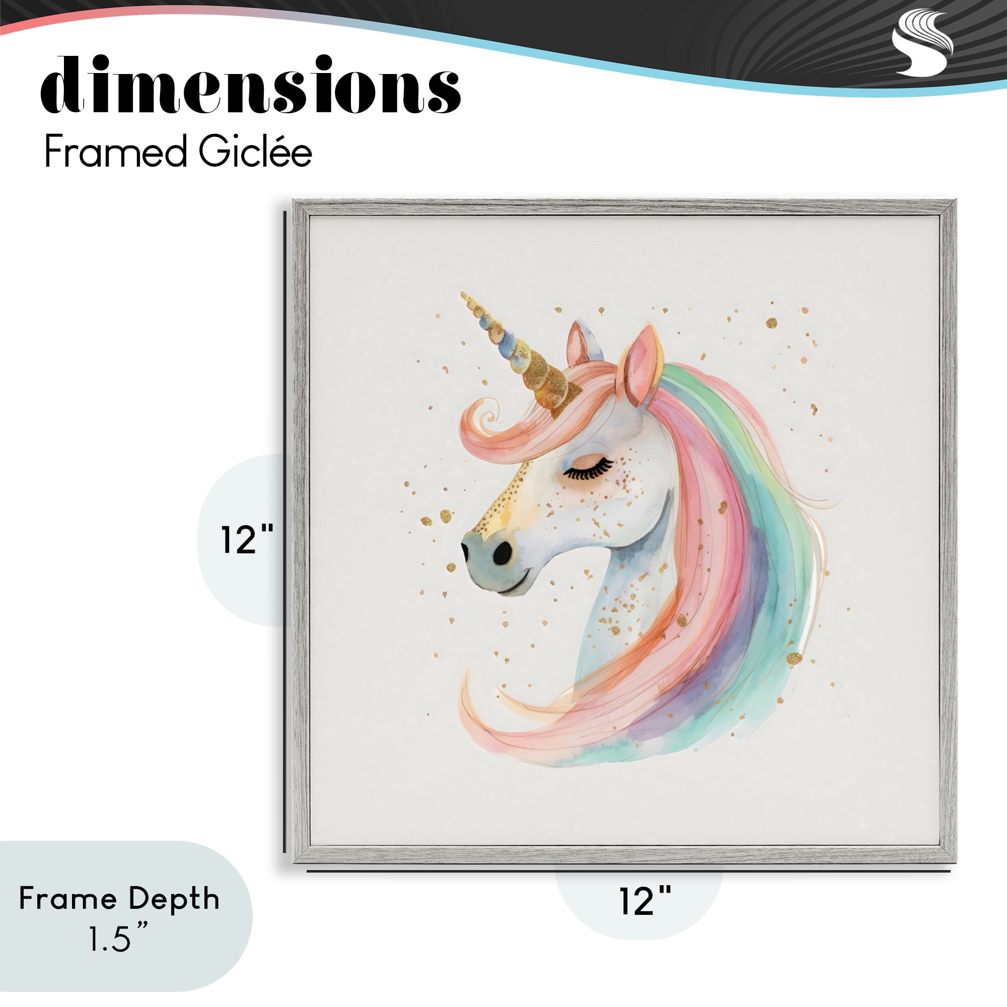 Stupell Industries Gold Accented Unicorn Gray Framed Giclee Art, design by Creative Studio