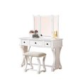 thumbnail image 2 of Poundex Furniture Wood Vanity Set with Stool and Mirror in White, 2 of 3