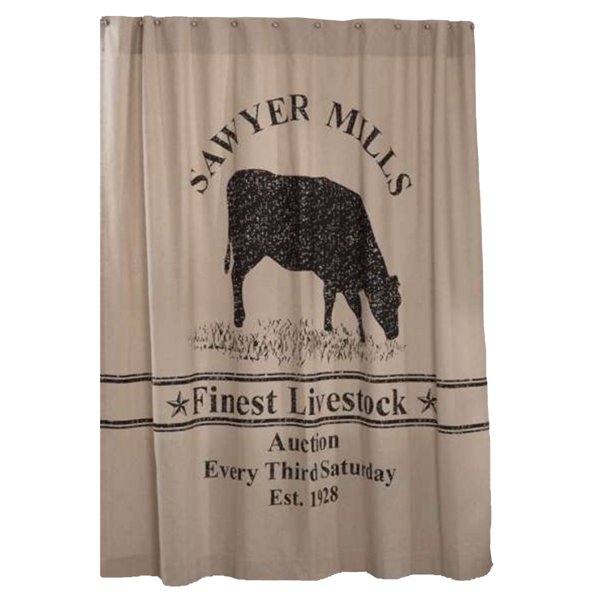 SAWYER MILL WINDMILL Shower Curtain Farmhouse Country Grain Feed sack VHC Brands 