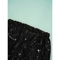 thumbnail image 6 of Hansber Kids Girls Sparkly Sequin Dance Pants Wide Leg Bell Bottoms Elastic Waist Flared Trousers Hip Black 110, 6 of 7