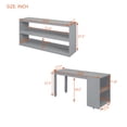 thumbnail image 4 of Full Size Low Loft Bed with Retractable Writing Desk and 3 Drawers, Wooden Loft Bed Frame with Storage Stairs and Shelves, for Kids Teens Boys Girls, Sturdy Slats Support, Gray, 4 of 9