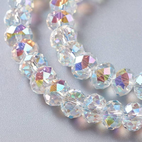 Glass Imitation Austrian Crystal Beads Faceted Rondelle Clear AB 8x6mm Hole: 1.4mm