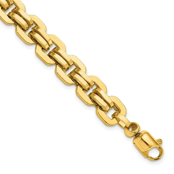 14k Yellow Gold Bracelet Links Men's 9.76 mm 8.5 in Polished Fancy Link