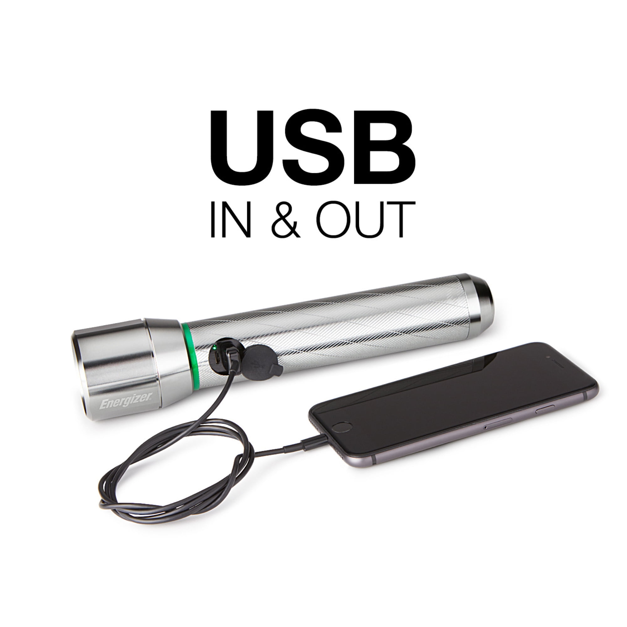 Energizer Vision HD Metal Rechargeable LED Flashlight, Bright 1,200 Lumens, Mini Light Includes USB Charging Cable, Durable Body, for Camping, Emergency, Hunting and Running