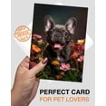 thumbnail image 2 of Tarjeta de felicitación Pet Party Delights con forma de cachorro de bulldog francés con flores, 2 of 8