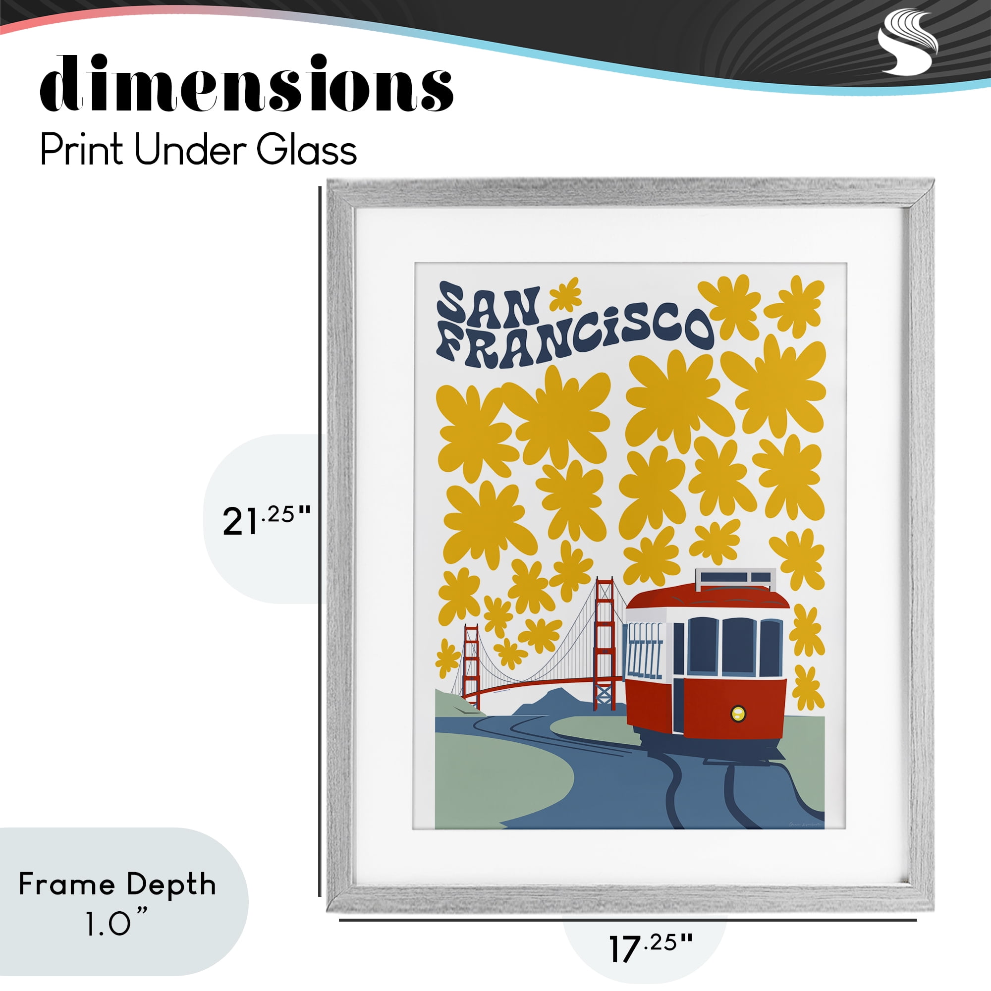 Stupell Industries San Francisco Trolley Gray Framed Print Under Glass, design by Omar Escalante