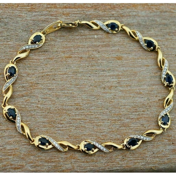 5CT Pear Cut Lab Created Black Diamond Women's Bracelet 14K Yellow Gold Plated